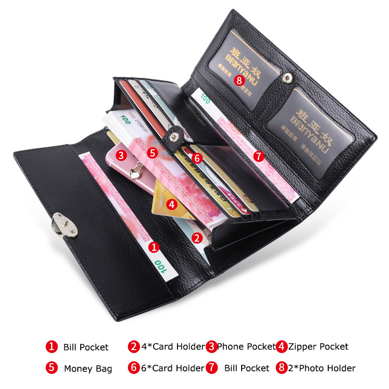 Fashionable Wallet Made From Genuine Leather with Leaf Clasp