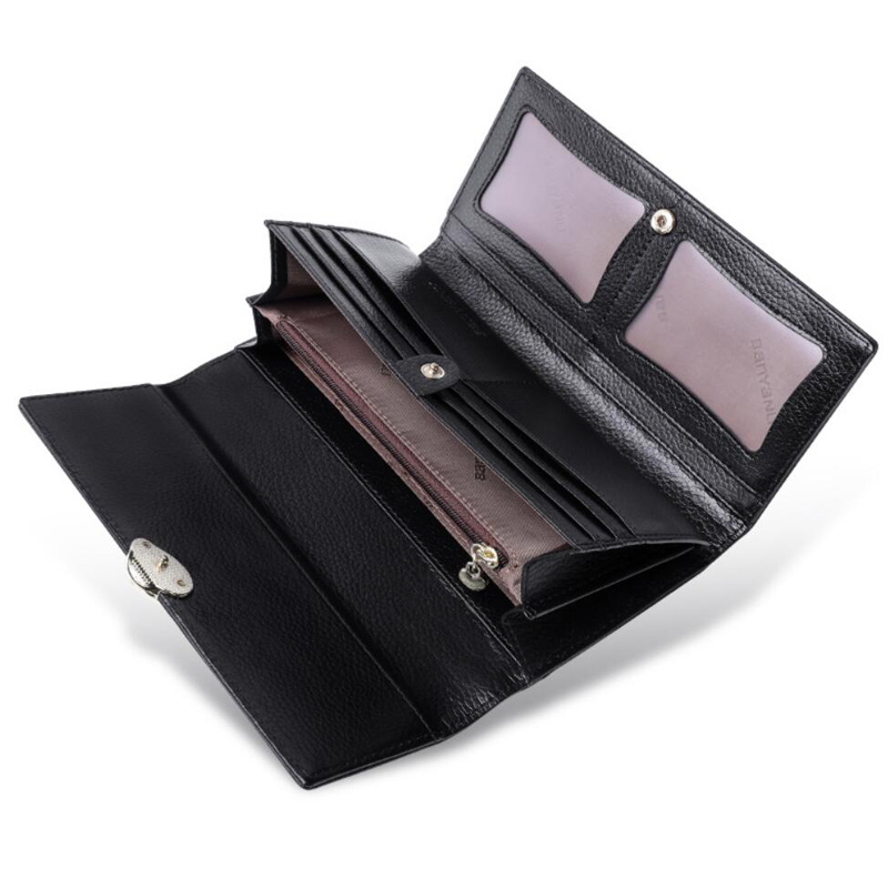 Fashionable Wallet Made From Genuine Leather with Leaf Clasp