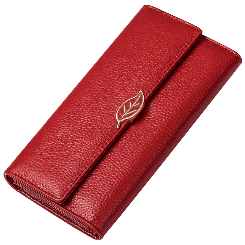 Fashionable Wallet Made From Genuine Leather with Leaf Clasp