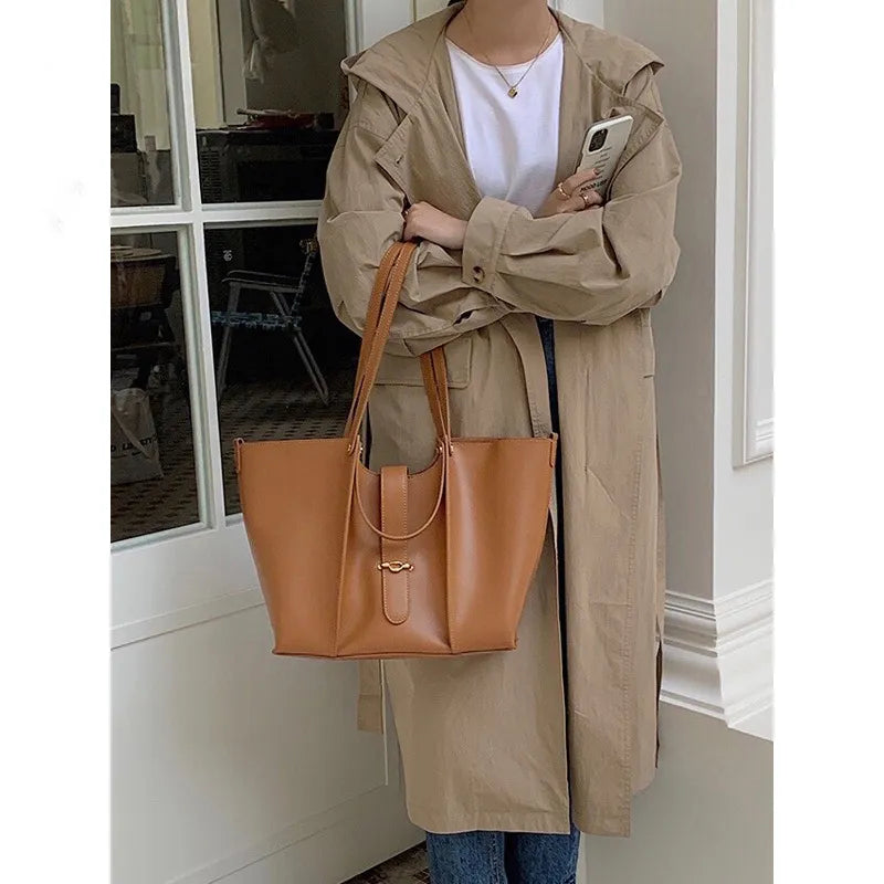 Premium Leather Tote Bag with Large Capacity for Women