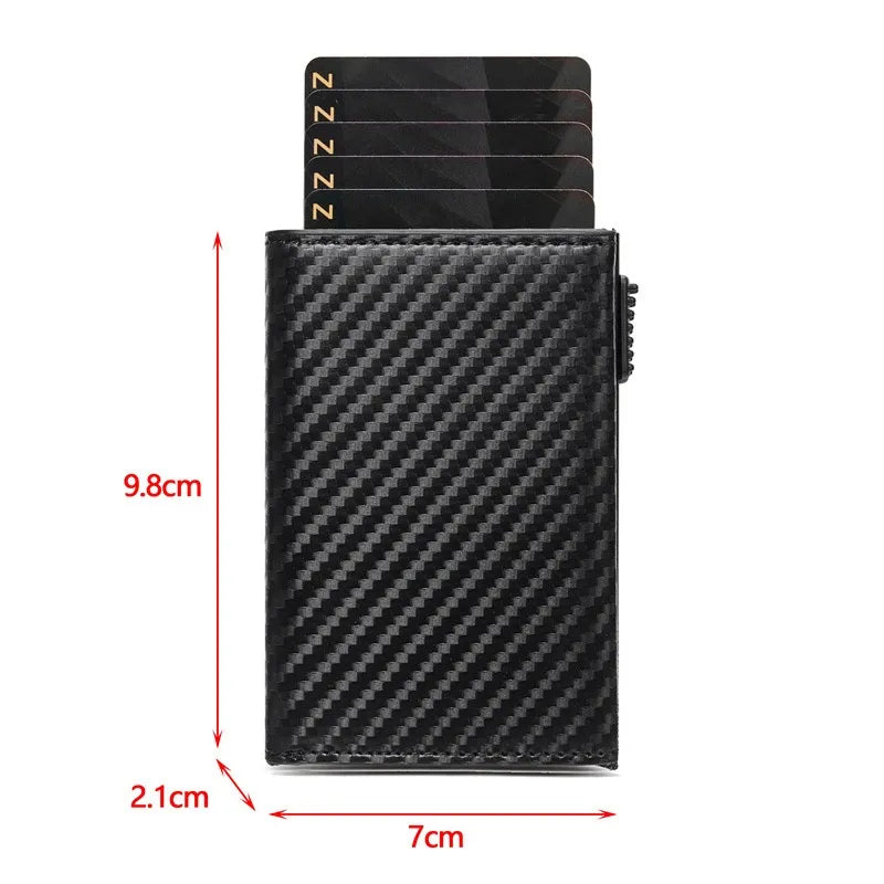 Tri - Fold Carbon Fibre Wallet with Anti - Theft Protection