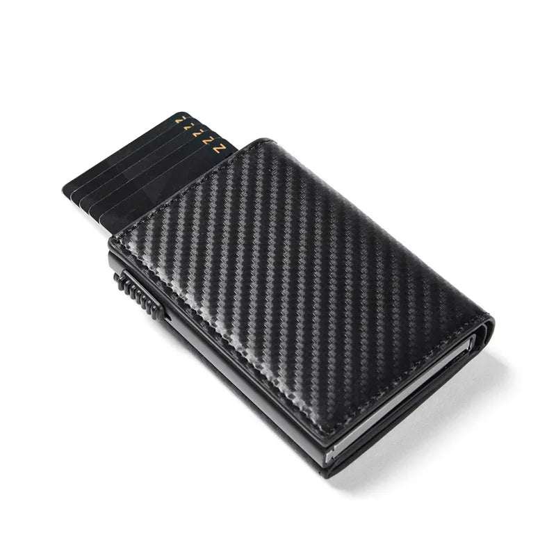 Tri - Fold Carbon Fibre Wallet with Anti - Theft Protection