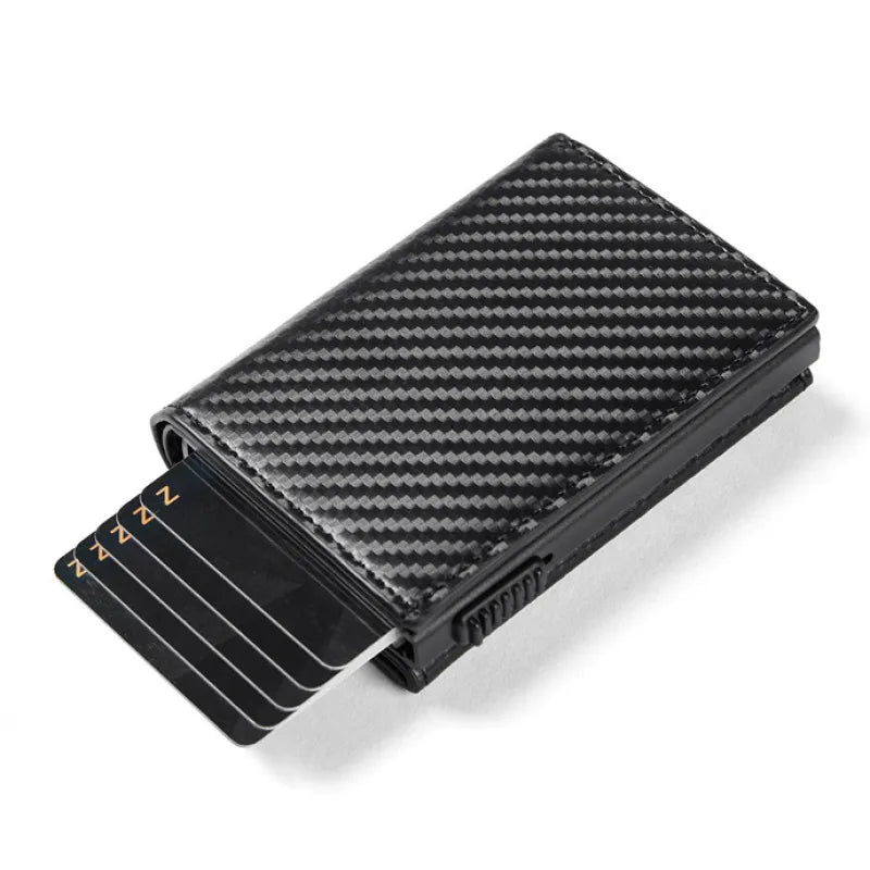 Tri - Fold Carbon Fibre Wallet with Anti - Theft Protection