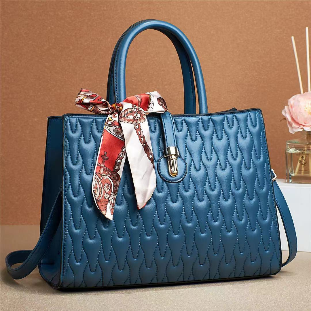 Elegant Leather Shoulder Bag with Silk Scarf