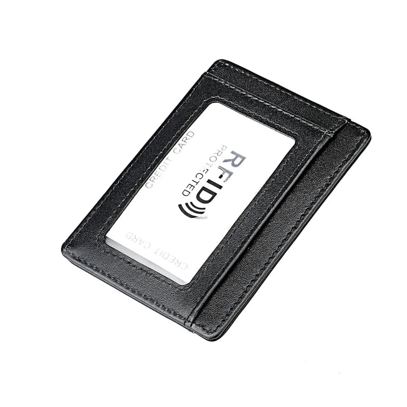 Premium Leather Card Holder with Protective Tracking Case