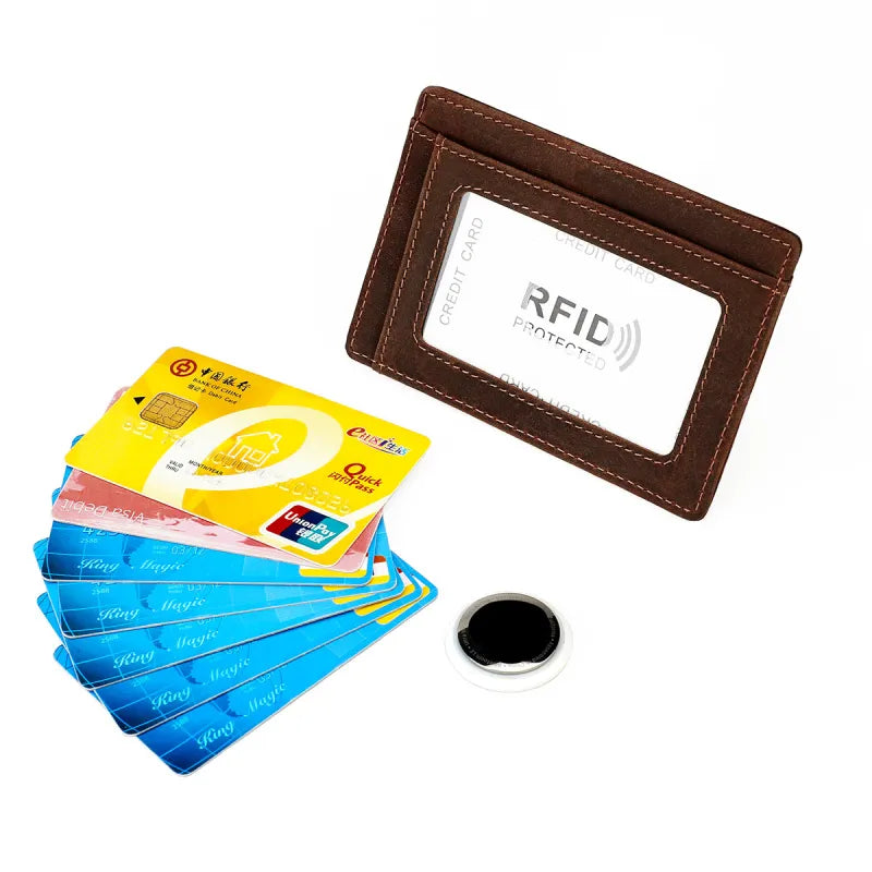 Premium Leather Card Holder with Protective Tracking Case