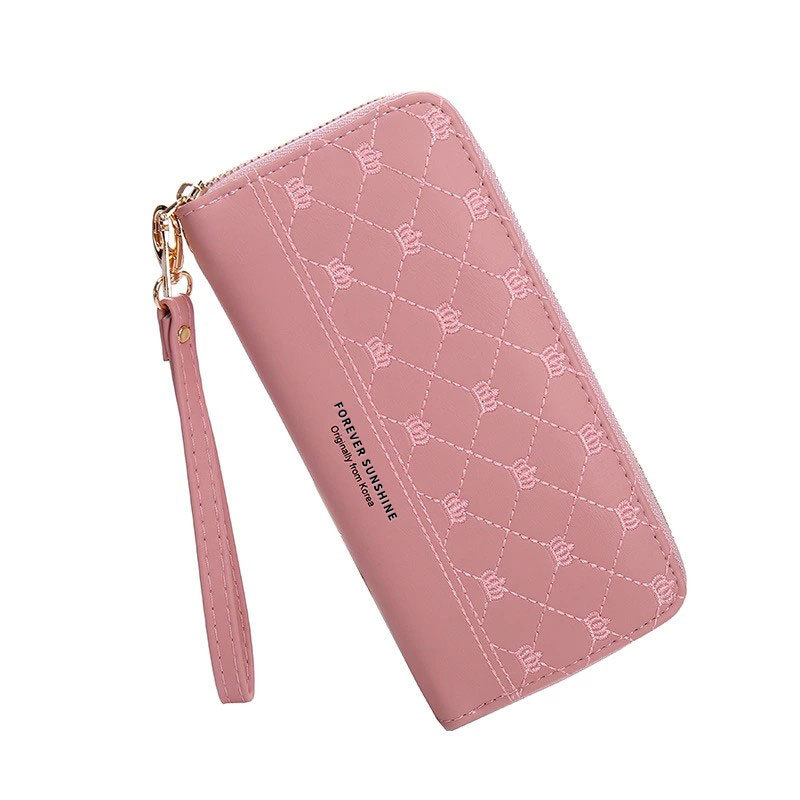 Elegant Ladies ' Clutch with Crown Embroidery and Zip Fastening