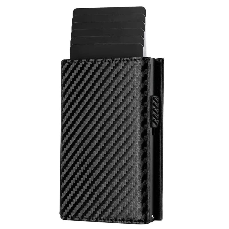 Tri - Fold Carbon Fibre Wallet with Anti - Theft Protection