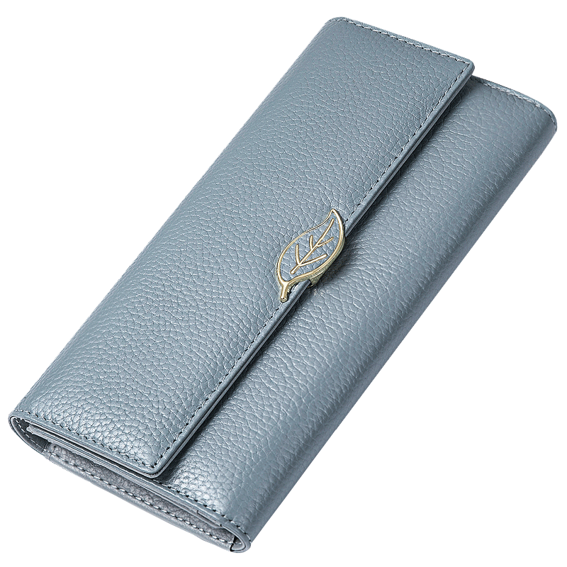 Fashionable Wallet Made From Genuine Leather with Leaf Clasp