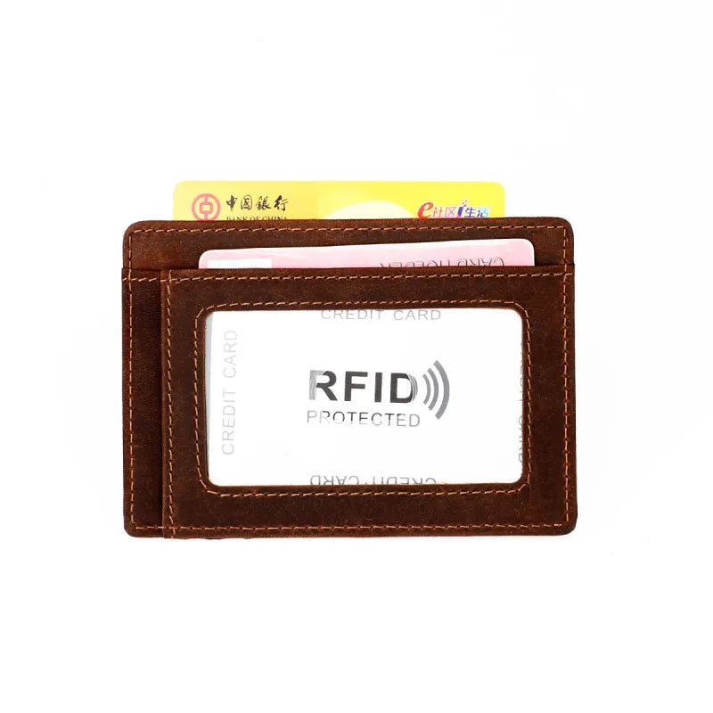 Premium Leather Card Holder with Protective Tracking Case