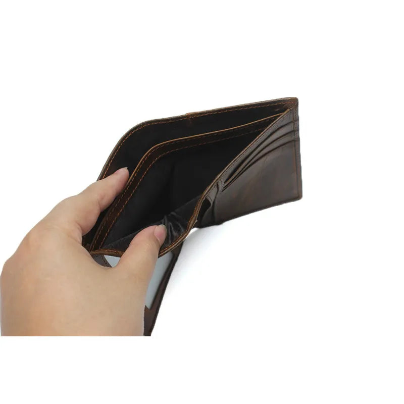 Retro Leather Wallet with Crocodile Pattern