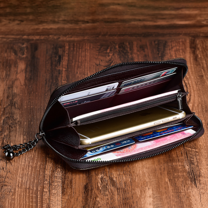 Classic Leather Wallet with Embossed Floral Pattern