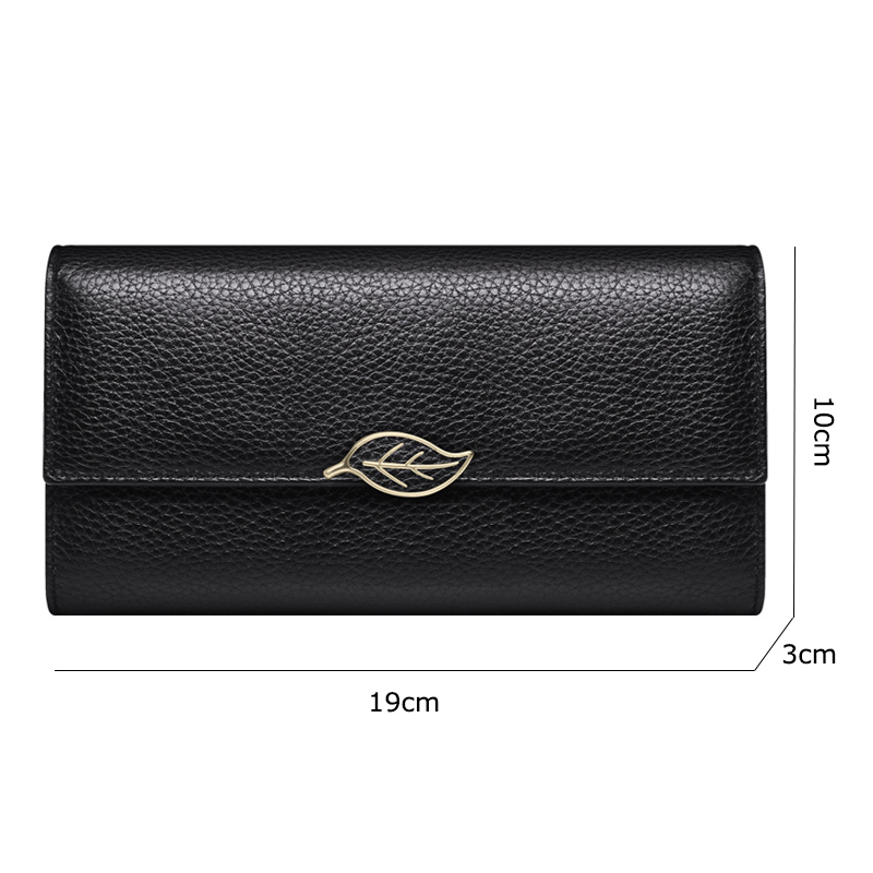 Fashionable Wallet Made From Genuine Leather with Leaf Clasp
