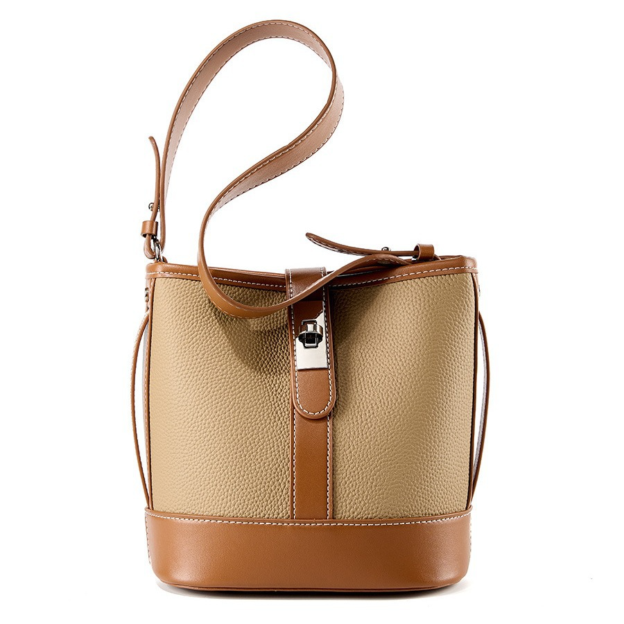 Elegant Leather Bucket Bag for Women