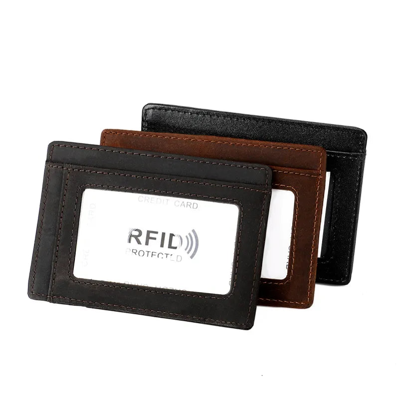 Premium Leather Card Holder with Protective Tracking Case