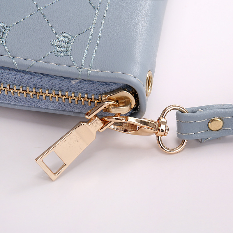 Elegant Ladies ' Clutch with Crown Embroidery and Zip Fastening