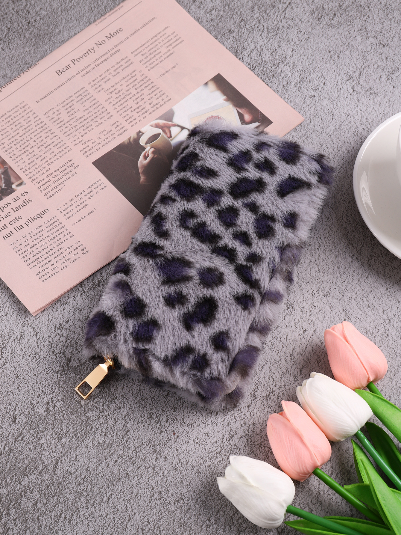 Cosy Coin Purse with a Leopard Look