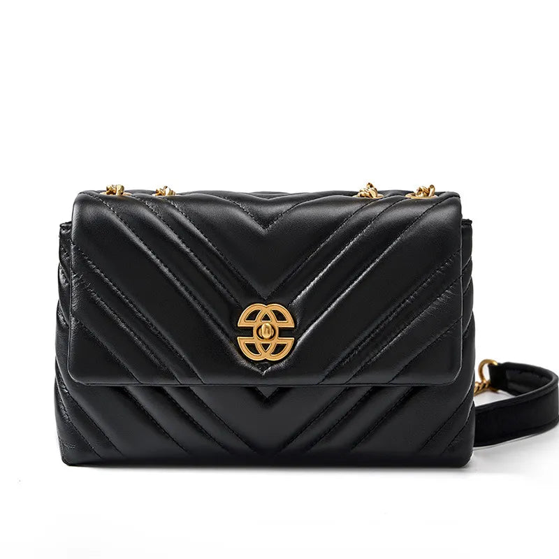 Luxurious Cowhide Square Shoulder Bag