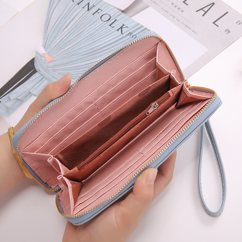Elegant Ladies ' Clutch with Crown Embroidery and Zip Fastening