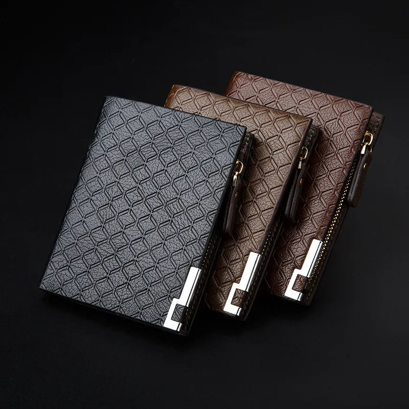 Embossed Leather Business Wallet for Men