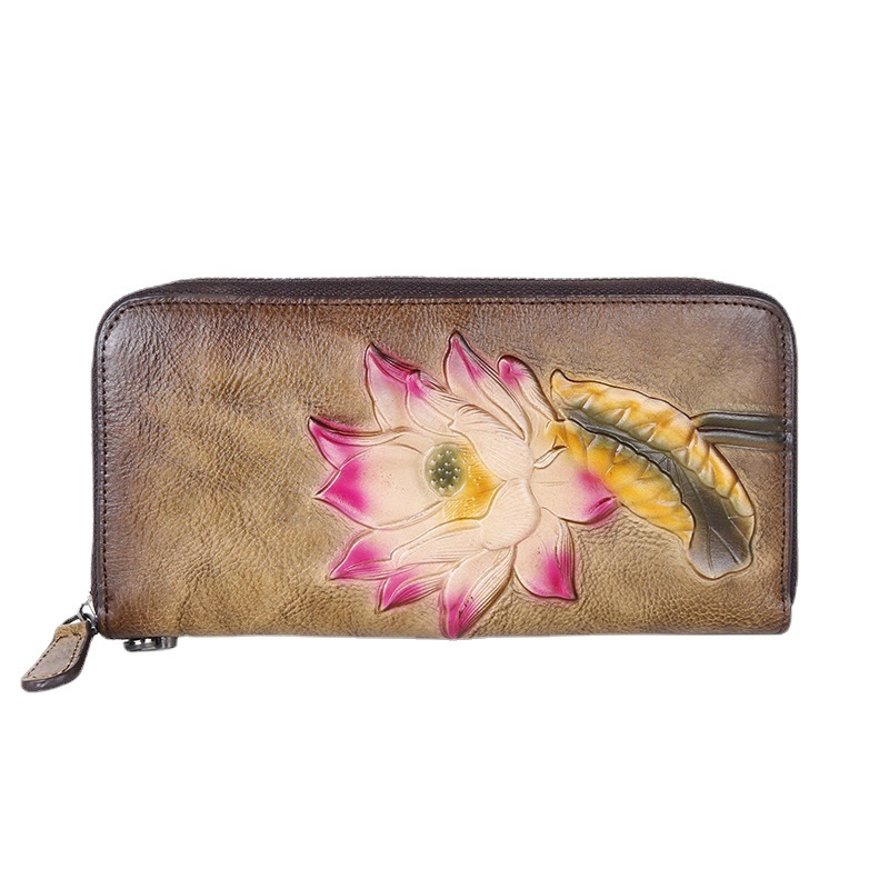 Retro Floral Embossed Wallet for Women - Large Capacity with Card Slots