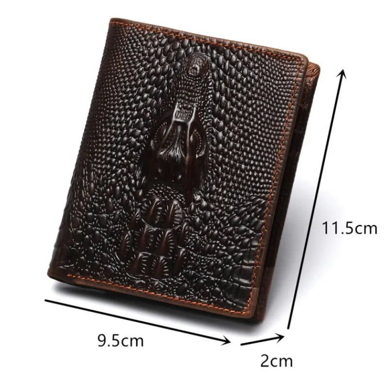 Retro Leather Wallet with Crocodile Pattern