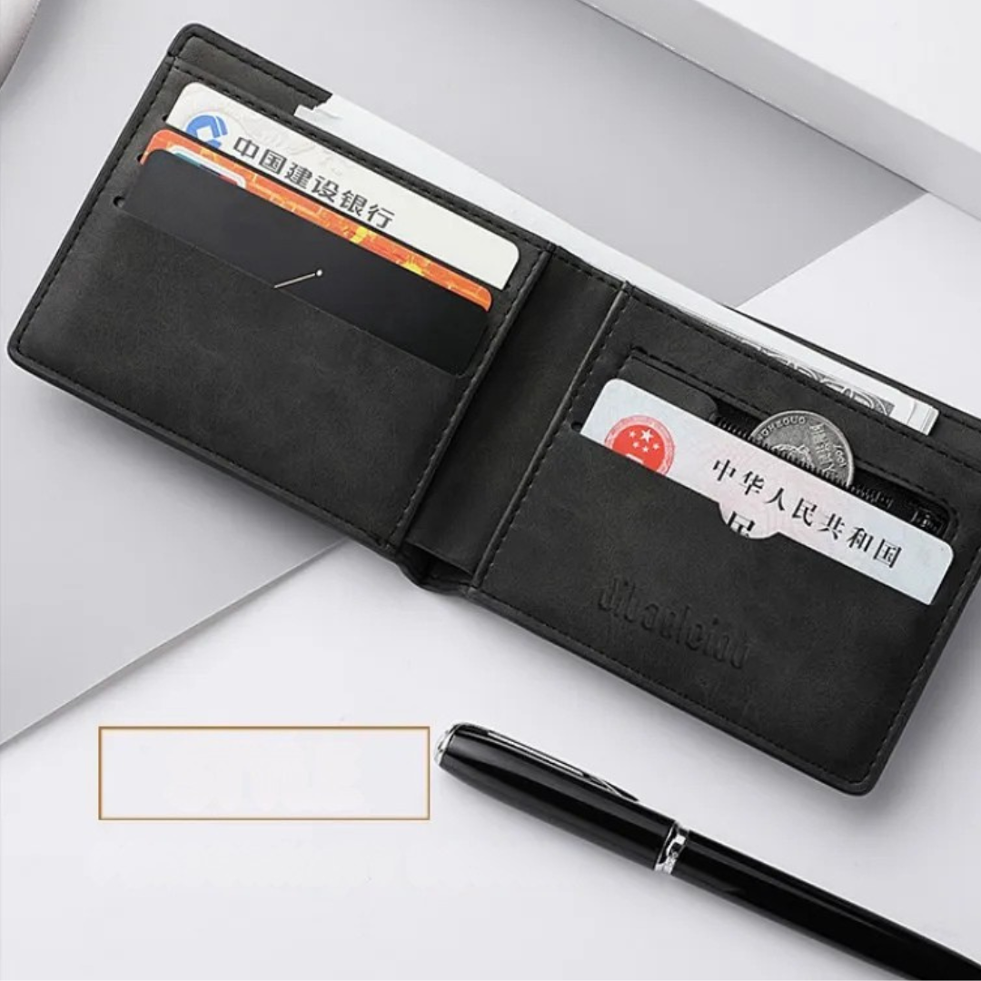 Stylish Bi - Fold Leather Wallet with Multiple Card Compartments