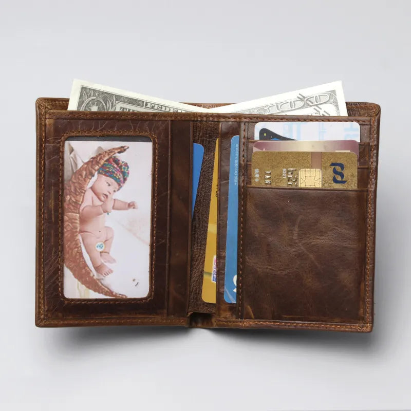 Retro Leather Wallet with Crocodile Pattern
