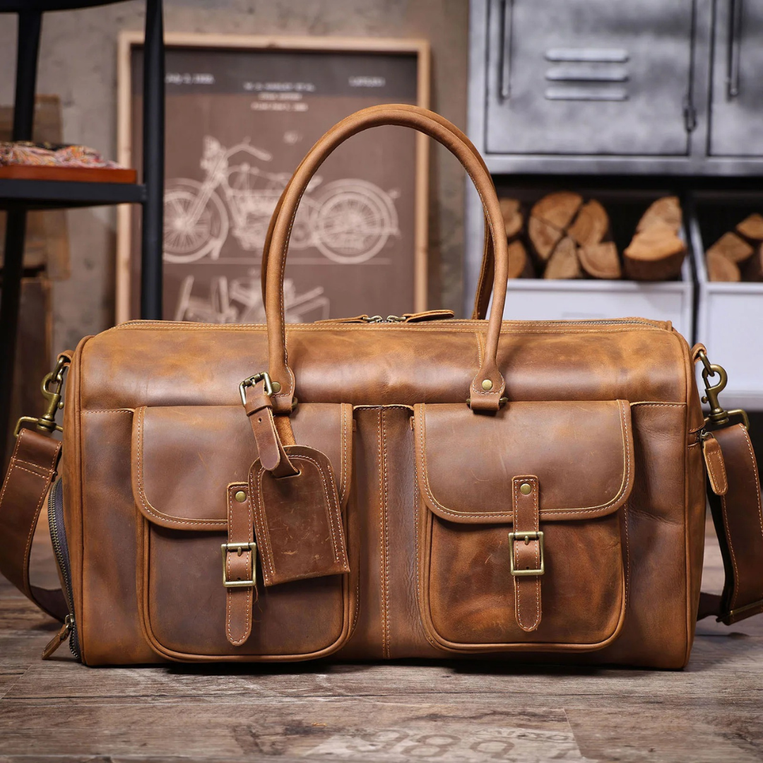 High - Quality Leather Travel Duffel Bag