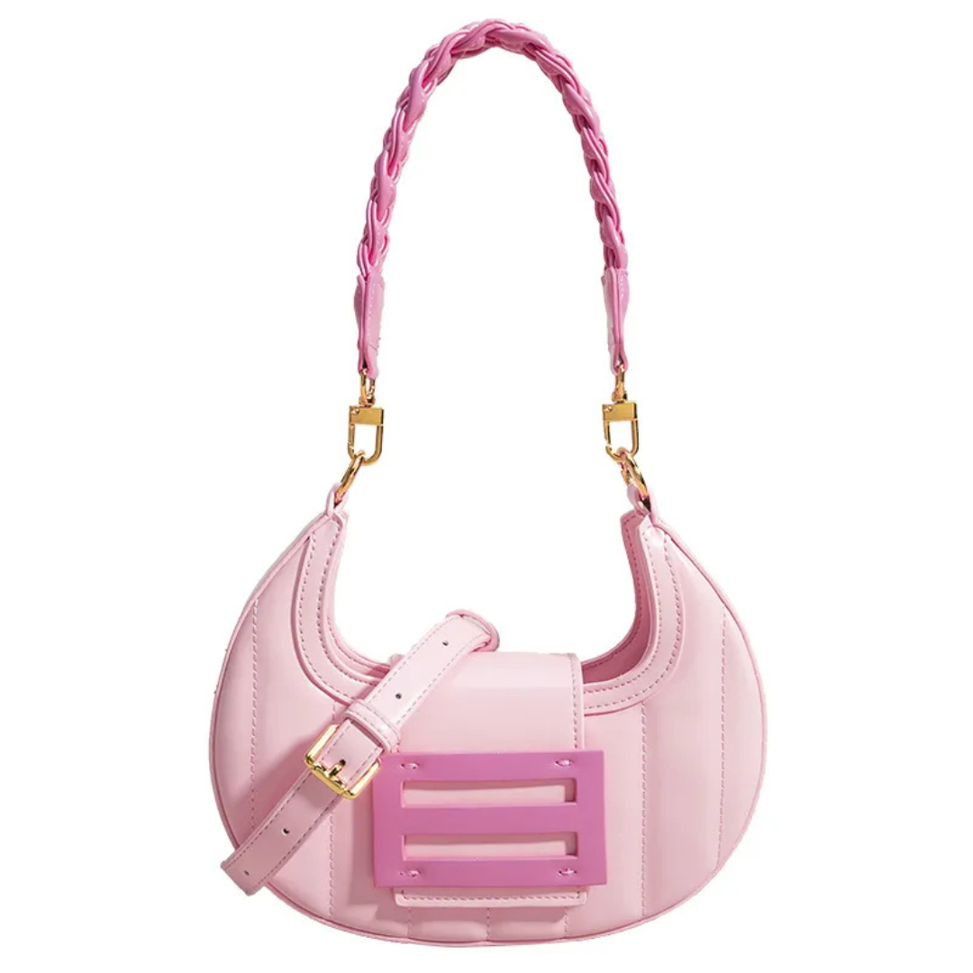 Elegant Leather Bag in a Half - Moon Design