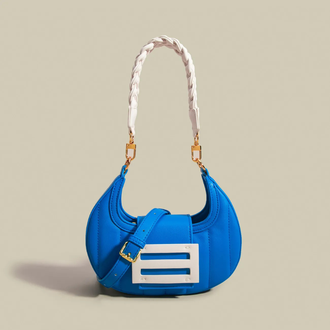 Elegant Leather Bag in a Half - Moon Design