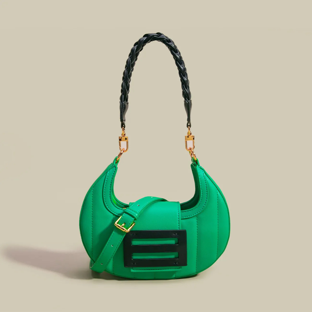 Elegant Leather Bag in a Half - Moon Design
