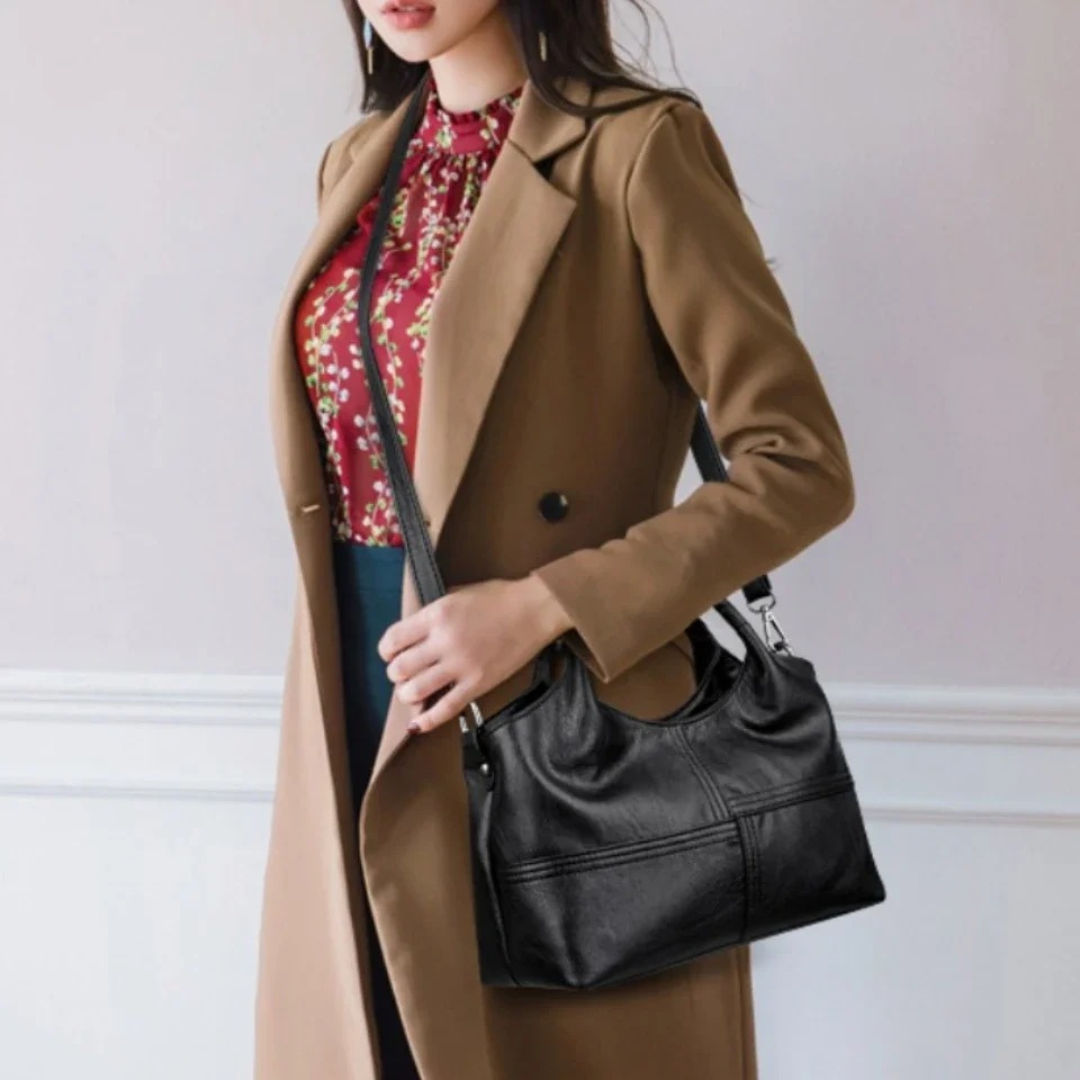 Elegant Leather Mum 's Handle Bag