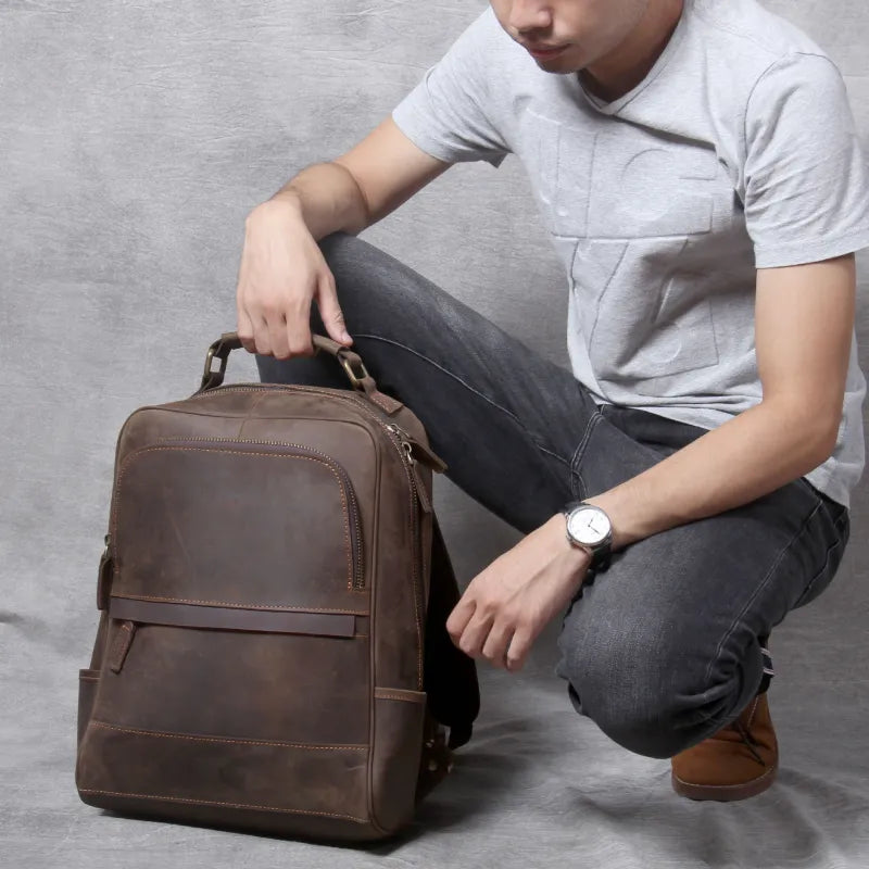 Classic Leather Travel Bag Backpack