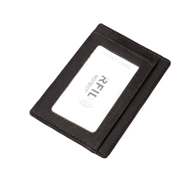 Premium Leather Card Holder with Protective Tracking Case
