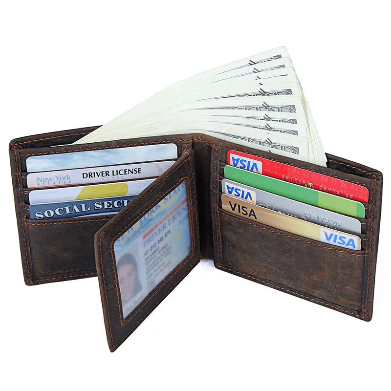 Classic Leather Wallet with Multifunctional Compartments