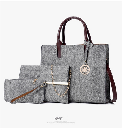 Elegant Three - Piece Handbag for Women