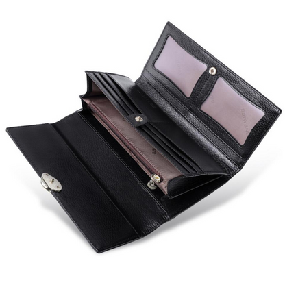 Fashionable Wallet Made From Genuine Leather with Leaf Clasp