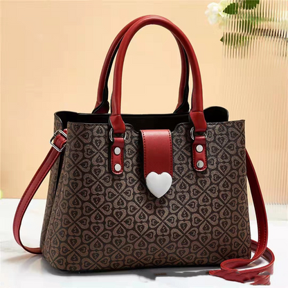 Elegant Heart Clasp Handbag with Pattern