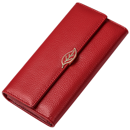 Fashionable Wallet Made From Genuine Leather with Leaf Clasp