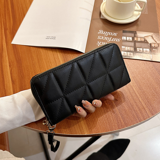 Modern Long Wallet in a Diamond Design