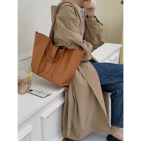 Premium Leather Tote Bag with Large Capacity for Women