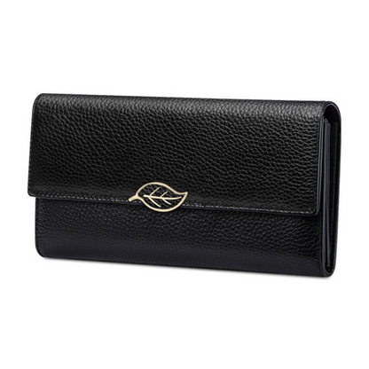 Fashionable Wallet Made From Genuine Leather with Leaf Clasp