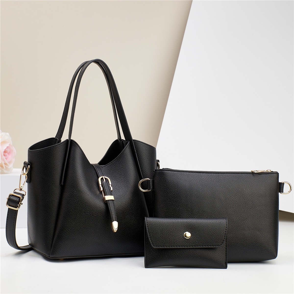 Stylish Three - Piece Shoulder Bag with Large Capacity