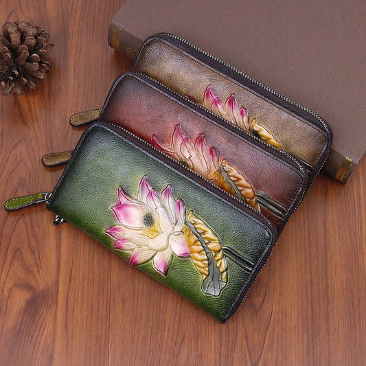 Retro Floral Embossed Wallet for Women - Large Capacity with Card Slots