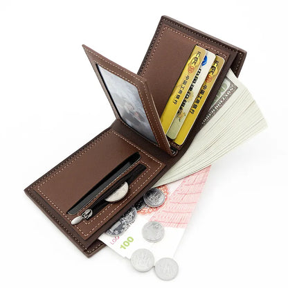 Versatile Tri - Fold Wallet with Coin and Card Compartments