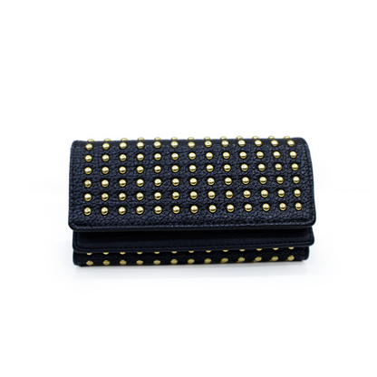 Women 's Wallet with Studs and Tri - Fold Design