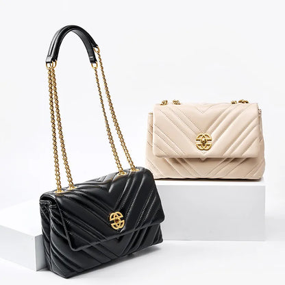 Luxurious Cowhide Square Shoulder Bag