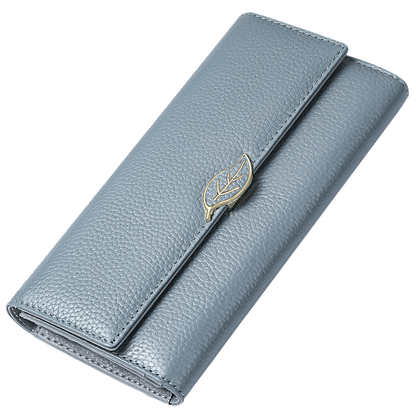 Fashionable Wallet Made From Genuine Leather with Leaf Clasp