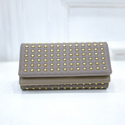 Women 's Wallet with Studs and Tri - Fold Design